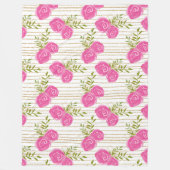 Roze Floral Fleece Blanket (Voorkant)