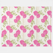 Roze Floral Fleece Blanket (Voorkant (Horizontaal))