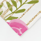 Roze Floral Fleece Blanket (Hoek)