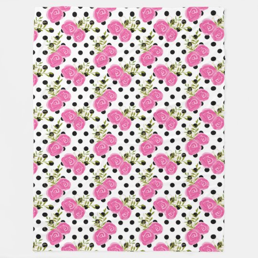 Roze Floral Fleece Blanket (Voorkant)