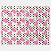 Roze Floral Fleece Blanket (Voorkant (Horizontaal))