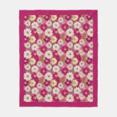 Roze Floral Fleece Blanket (Voorkant)