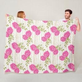 Roze Floral Fleece Blanket Deken