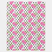 Roze Floral Fleece Blanket Deken (Voorkant)