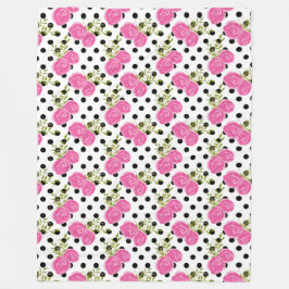 Roze Floral Fleece Blanket Deken