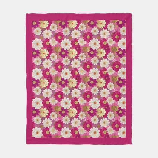 Roze Floral Fleece Blanket Deken (Voorkant)