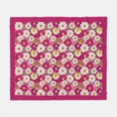 Roze Floral Fleece Blanket Deken (Voorkant (Horizontaal))