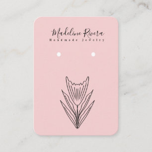 Roze Floral Flower Handmade Earring Display Kaart Contactkaartje