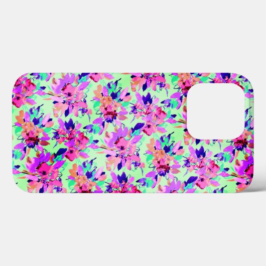 Roze Floral Flower Hoesje-Mate iPhone Case (Achterkant (horizontaal))