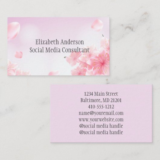 Roze Floral Flowers Feminine voor haar Visitekaartje (Voorkant / Achterkant)