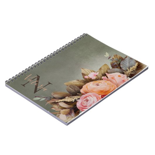 Roze Floral Foilage  Notitieboek (Linkerzijde)