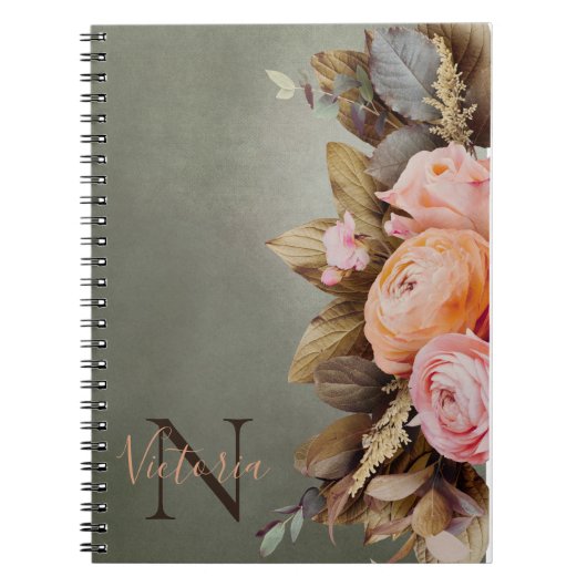 Roze Floral Foilage  Notitieboek (Voorkant)