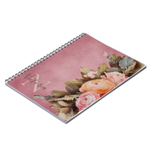 Roze Floral Foilage  Notitieboek (Linkerzijde)