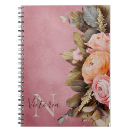 Roze Floral Foilage  Notitieboek