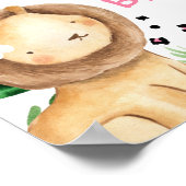 Roze Floral Foliage Safari Birthday Welkom Poster (Hoek)