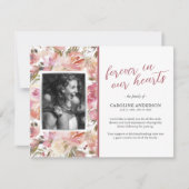 Roze Floral Foto Funeral Hartelijk dank Bedankkaart (Voorkant)