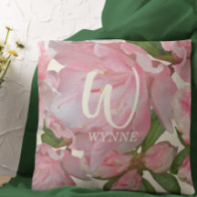 roze Floral Foto Ivory Monogram Naam