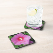 Roze Floral fotografie Bier Onderzetter (Rechterzijde)