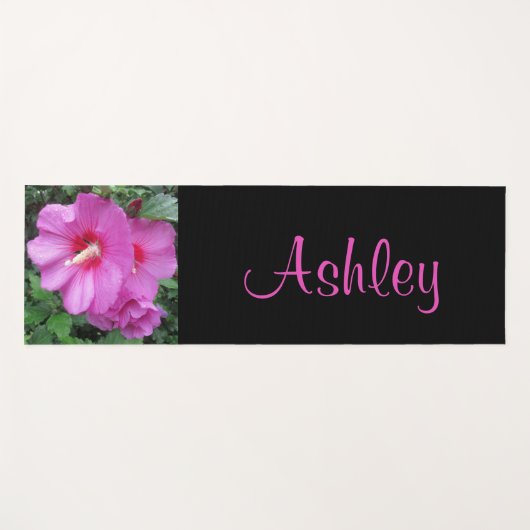 Roze Floral Fotografie Naam Yogamat (Voorkant (horizontaal))