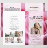 roze floral Funeral Program sjabloon (Voorkant / Achterkant)
