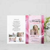 roze floral Funeral Program sjabloon (Staand voorkant)