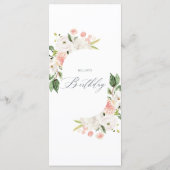 Roze Floral Garden Birthday Menu lady (Achterkant)