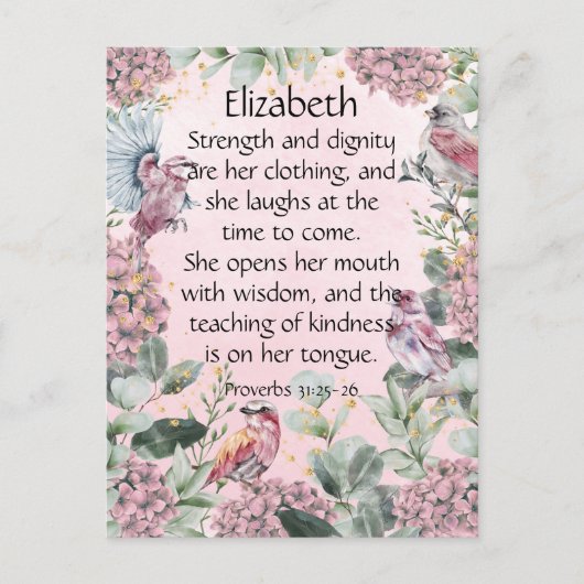 roze Floral Garden Proverbs 31 Bijbel Briefkaart (Voorkant)