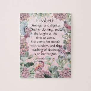 roze Floral Garden Proverbs 31 Bijbel Legpuzzel