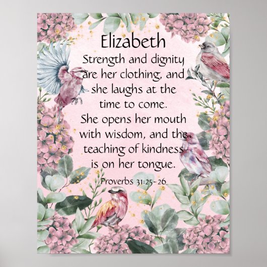  roze Floral Garden Proverbs 31 Bijbel Poster (Voorkant)