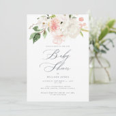 Roze Floral Garden Spring Baby shower Kaart (Staand voorkant)