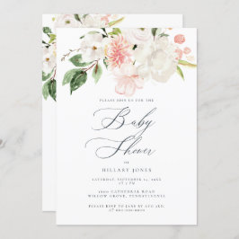 Roze Floral Garden Spring Baby shower Kaart