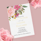 Roze Floral Garden Spring Vrijgezellenfeest Folie Uitnodiging