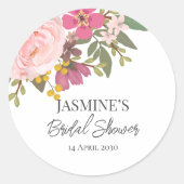 Roze Floral Garden Spring Vrijgezellenfeest Ronde Sticker (Voorkant)