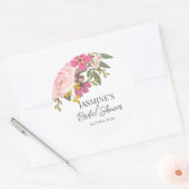 Roze Floral Garden Spring Vrijgezellenfeest Ronde Sticker (Envelop)