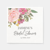Roze Floral Garden Spring Vrijgezellenfeest Servet (Voorkant)