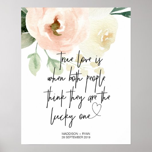 Roze Floral Garden Weddenschap True Love Welkom Poster (Voorkant)