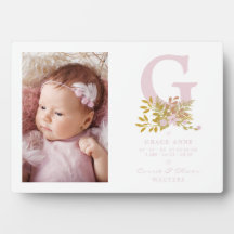 Roze Floral Garland Initiaal Baby Pasgeboren naam