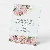 Roze Floral Gelieve te tekenen Verlaat Vervolgende Reclamebord Met Voetstuk (Voorkant)