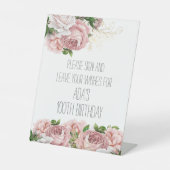 Roze Floral Gelieve te tekenen Verlaat Vervolgende Reclamebord Met Voetstuk (Voorkant)