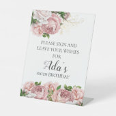 Roze Floral Gelieve te tekenen Verlaat Vervolgende Reclamebord Met Voetstuk (Voorkant)