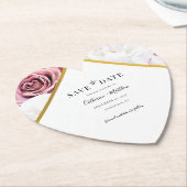 Roze Floral Geometric Bloom slaat de datum op Kartonnen Onderzetters (Gekanteld)