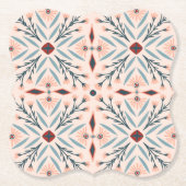 Roze Floral Geometric Design Boho Tegels Kartonnen Onderzetters (Voorkant)