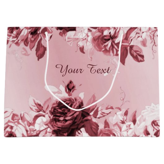 Roze Floral Gift Bag Groot Cadeauzakje (Voorkant)