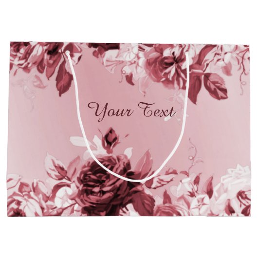 Roze Floral Gift Bag Groot Cadeauzakje (Achterkant)