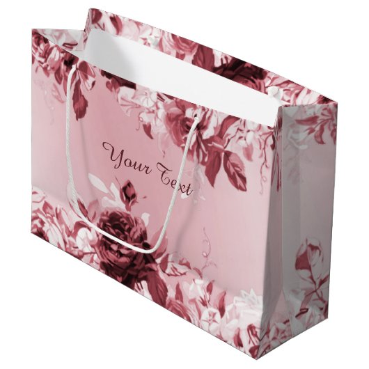 Roze Floral Gift Bag Groot Cadeauzakje (Voorkant Gekanteld)