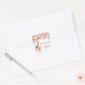 Roze Floral Giraffe Dank u Stickers (Envelop)