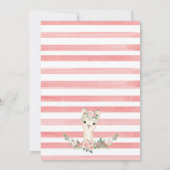 Roze Floral Girl Alpaca Llama Baby shower Kaart (Achterkant)