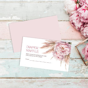 Roze Floral Girl Baby shower Diaper Raffle Informatiekaartje