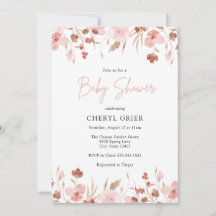 Roze Floral Girl Baby shower Invitation Card