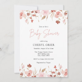 Roze Floral Girl Baby shower Invitation Card Kaart
